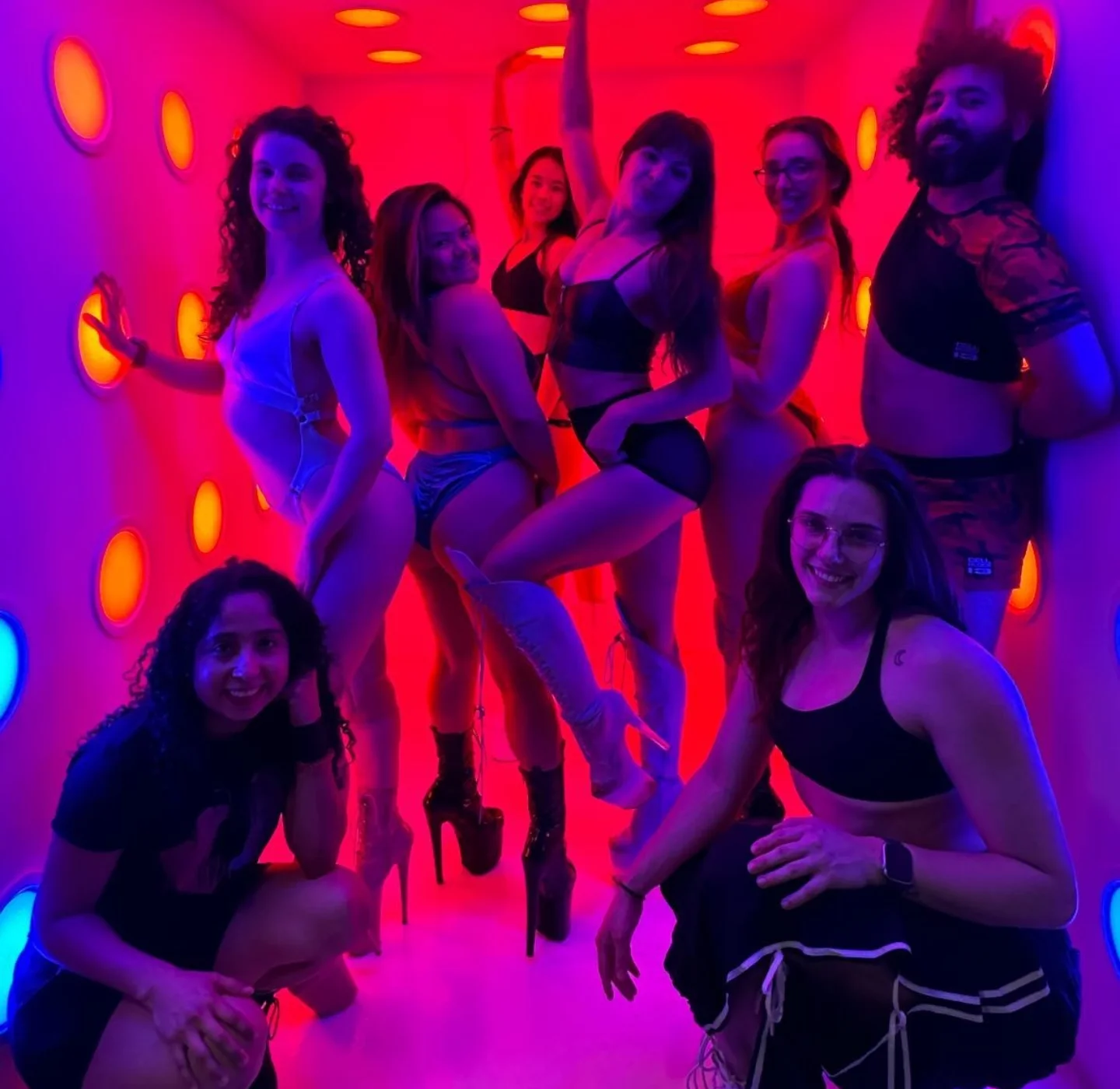 Instagram story after Polina Zueva's ExoTricks workshop at Inner Me Studios in Houston, the group posing.